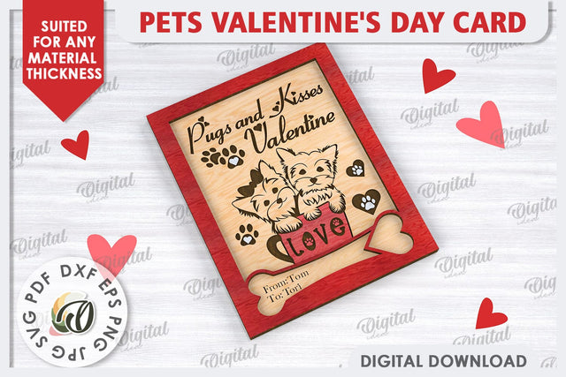 Pets Valentine's Day Card Laser Cut. Dog Greeting Card SVG SVG Evgenyia Guschina 