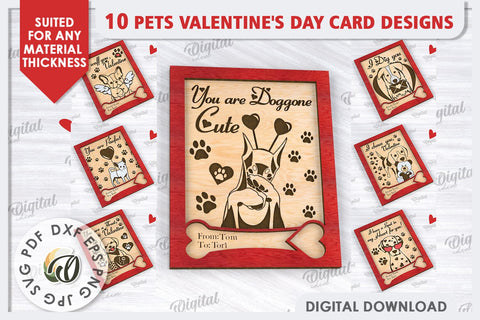 Pets Valentine's Day Cards Laser Cut Bundle. Gift Cards SVG SVG Evgenyia Guschina 