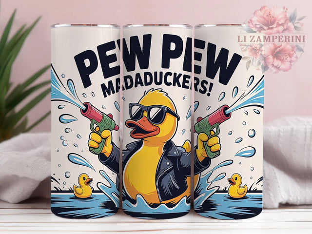 Pew Pew Funny Duck Sarcastic Tumbler Wrap, Pew Pew Duck PNG, MadaDuckers Design, Yellow Duck Wrap, 20oz Sublimation Tumbler, Humor Tumbler PNG, Sarcastic Duck Cup Sublimation Li Zamperini 