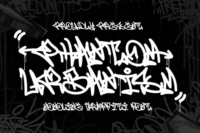 Phantom Urbanism - Monoline Arrow Graffiti Font Mozzatype 