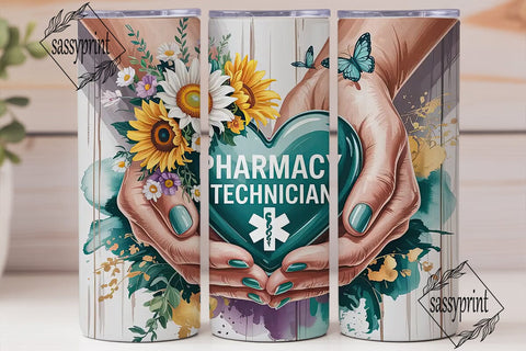 Pharmacy Technician 20oz Tumbler Wrap Sublimation sassyprint 
