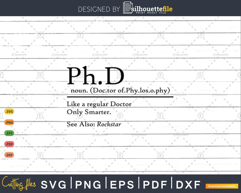 PhD Candidate Definition Graduation Student SVG Silhouette File 