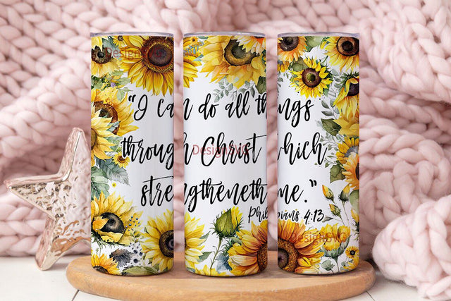 Philipians 4 13 I Can Do All Things 20 Oz Skinny Metal Tumbler Sublimation DesignSVG 