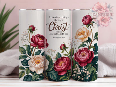 Philippians 413 Floral Faith 20oz Tumbler Wrap, Christian Quote, Bible Verse, Floral Design, Faith Strength, 20oz Tumbler Wrap, Sublimation PNG Sublimation Li Zamperini 