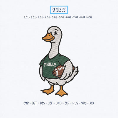 Philly Football Goose Embroidery Design – Cute Goose Holding Football Machine Embroidery File, Philadelphia Football Fan Design Embroidery/Applique DESIGNS PatternFeed8 