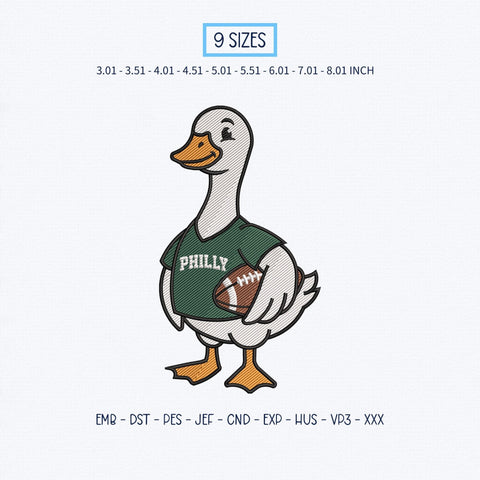 Philly Football Goose Embroidery Design – Cute Goose Holding Football Machine Embroidery File, Philadelphia Football Fan Design Embroidery/Applique DESIGNS PatternFeed8 