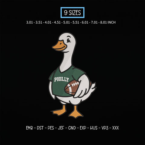 Philly Football Goose Embroidery Design – Cute Goose Holding Football Machine Embroidery File, Philadelphia Football Fan Design Embroidery/Applique DESIGNS PatternFeed8 