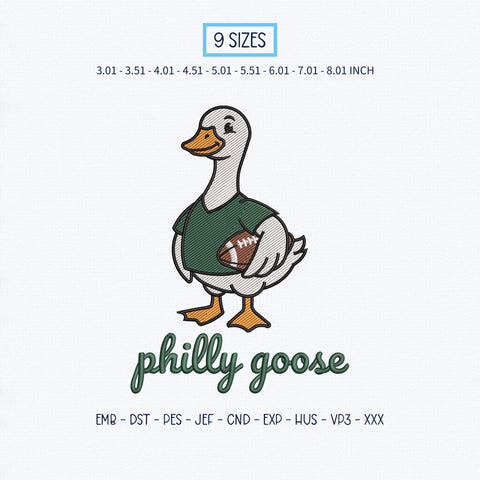 Philly Goose Embroidery Design – Cute Football Goose Philadelphia Game Day Machine Embroidery File, Football Fan Sweatshirt Design Embroidery/Applique DESIGNS PatternFeed8 