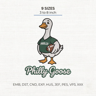 Philly Goose Football Embroidery Design – Philadelphia Football Fan Goose Sports Machine Embroidery File Embroidery/Applique DESIGNS PatternFeed8 