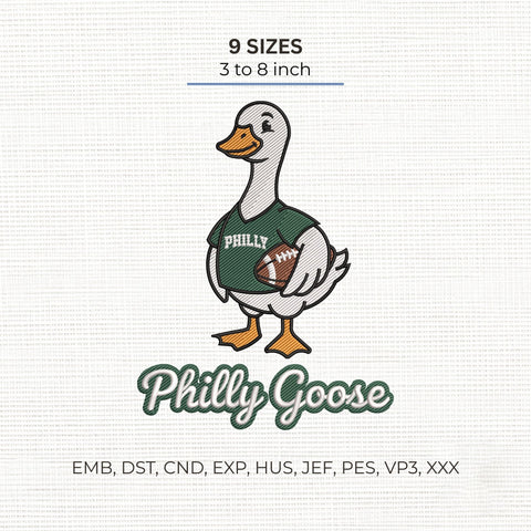 Philly Goose Football Embroidery Design – Philadelphia Football Fan Goose Sports Machine Embroidery File Embroidery/Applique DESIGNS PatternFeed8 
