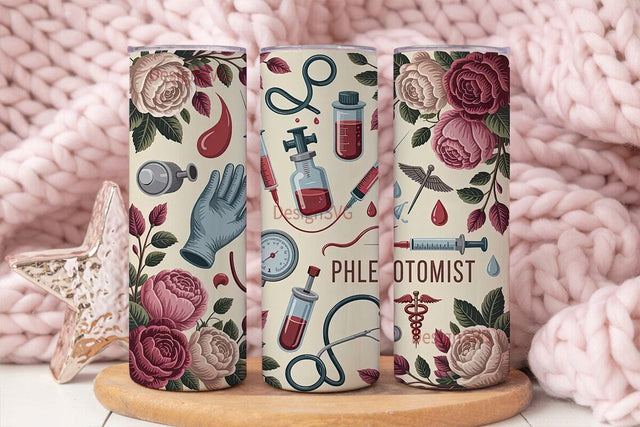 Phlebotomist Tumbler Wrap Sublimation DesignSVG 