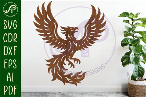 Phoenix bird detailed cut out wall sign design 1 SVG APInspireddesigns 