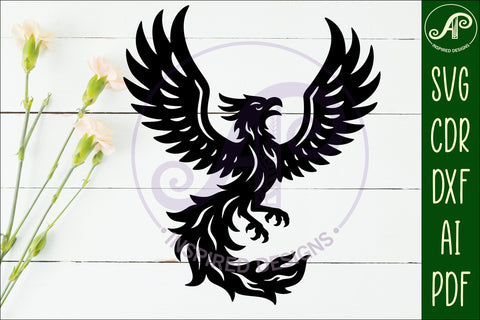 Phoenix bird detailed cut out wall sign design 1 SVG APInspireddesigns 