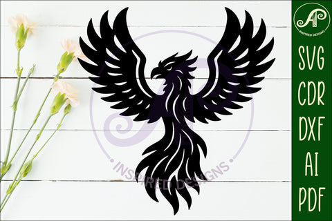 Phoenix bird detailed cut out wall sign design 2 SVG APInspireddesigns 