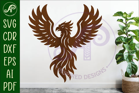 Phoenix bird detailed cut out wall sign design 2 SVG APInspireddesigns 