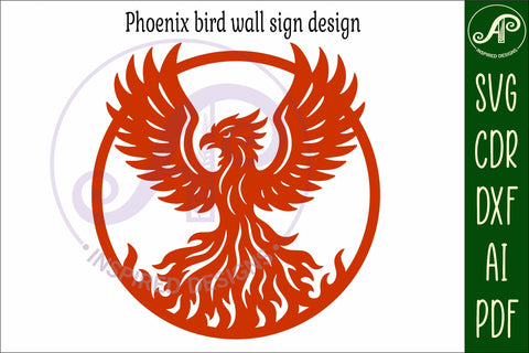 Phoenix Bird on fire wall art sign, SVG file. Fire bird SVG APInspireddesigns 