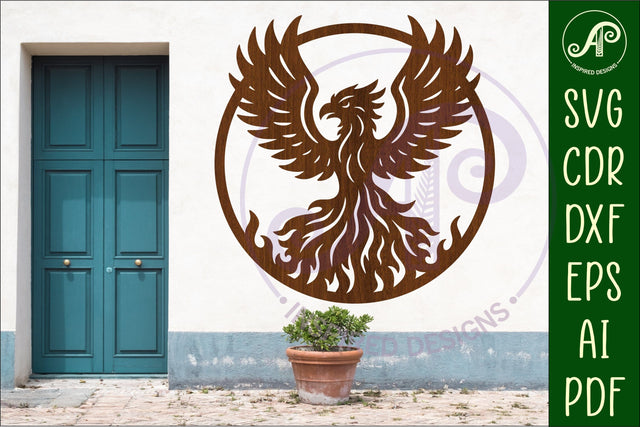 Phoenix Bird on fire wall art sign, SVG file. Fire bird SVG APInspireddesigns 