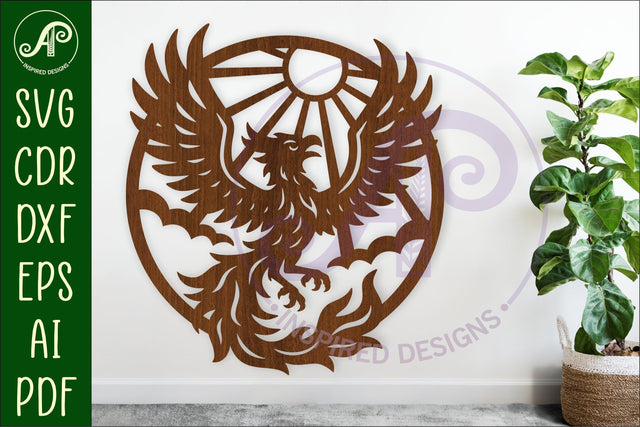Phoenix Bird wall art sign, SVG file. Fire bird SVG APInspireddesigns 