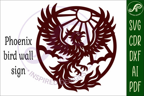Phoenix Bird wall art sign, SVG file. Fire bird SVG APInspireddesigns 