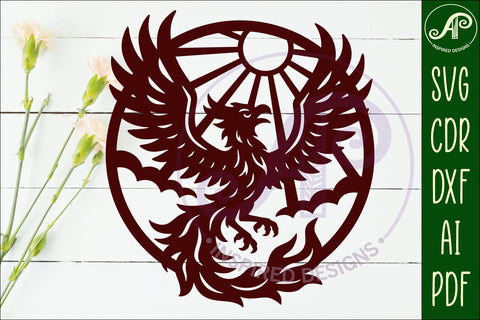 Phoenix Bird wall art sign, SVG file. Fire bird SVG APInspireddesigns 