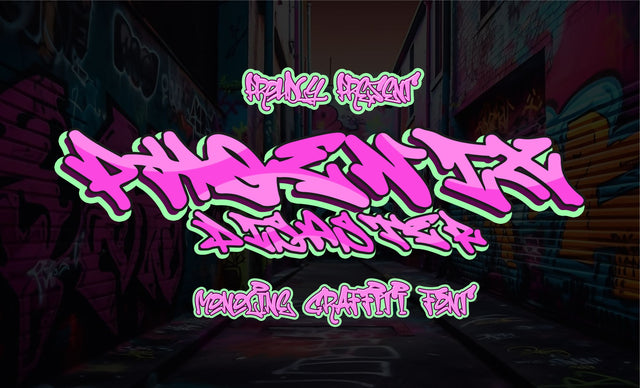 Phoenix Disaster - Monoline Graffiti Font Font Mozzatype 