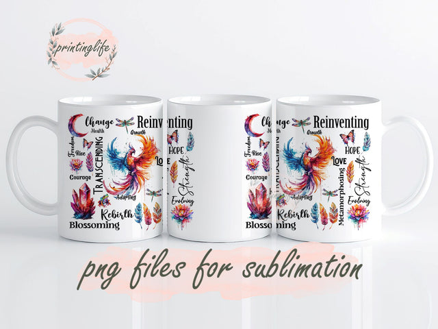 Phoenix Inspirational Sublimation Digital Download Watercolor Phoenix Design PNG Instant Download 11oz Sublimation PrintingLife 