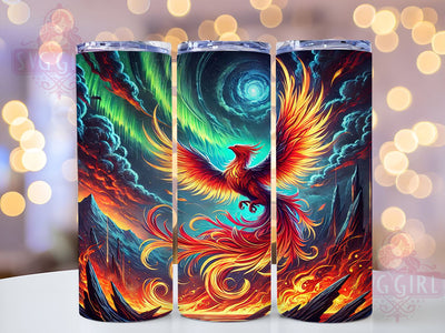 Phoenix Rising Northern Lights Tumbler, Northern Lights Tumbler, Phoenix Rising Design, 20oz Wrap, Sublimation Tumbler, Colorful Tumbler, Gift for Her, Boho Tumbler Sublimation SvggirlplusArt 