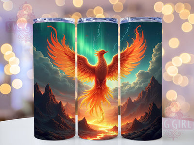 Phoenix Rising Northern Lights Tumbler, Northern Lights Tumbler, Phoenix Rising Design, 20oz Wrap, Sublimation Tumbler, Colorful Tumbler, Gift for Her, Boho Tumbler Sublimation SvggirlplusArt 