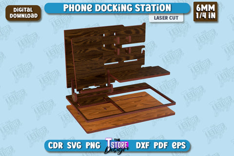 Phone Docking Station | Desk Tray Organizer | Watch Stand | Tech Accessories | CNC File SVG The T Store Design 