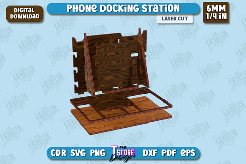 Phone Docking Station | Desk Tray Organizer | Watch Stand | Tech Accessories | CNC File SVG The T Store Design 