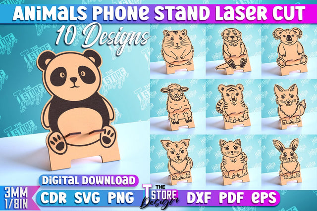 Phone Stand Bundle | Smartphone Table Stand | Phone Holder | Animals Design | CNC Files SVG The T Store Design 
