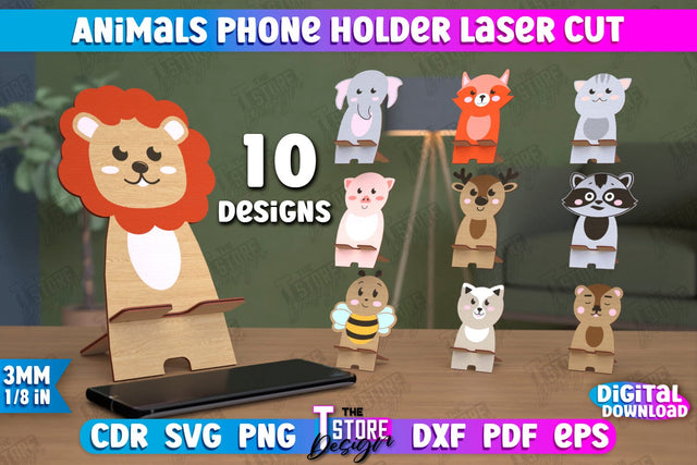 Phone Stand Bundle | Smartphone Table Stand | Phone Holder | Animals Design | CNC Files SVG The T Store Design 