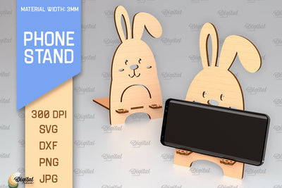 Phone Stand Laser Cut. 3D Phone Holder SVG. Cute Bunny SVG SVG Evgenyia Guschina 