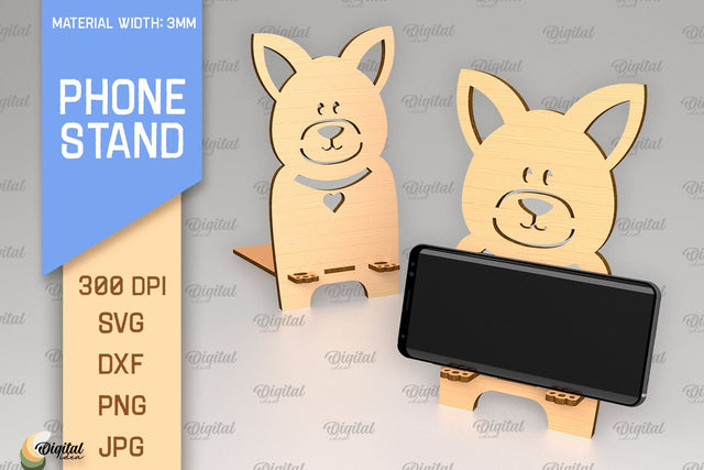 Phone Stand Laser Cut. 3D Phone Holder SVG. Cute Dog SVG SVG Evgenyia Guschina 