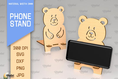 Phone Stand Laser Cut. 3D Phone Holder SVG. Teddy Bear SVG SVG Evgenyia Guschina 