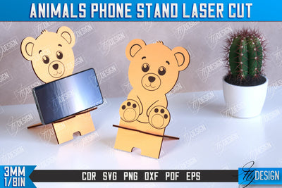 Phone Stand | Smartphone Table Stand | Phone Holder | Bear Shape | CNC Files SVG Fly Design 