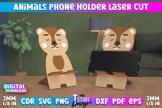 Phone Stand | Smartphone Table Stand | Phone Holder | Beaver Design | CNC Files SVG The T Store Design 