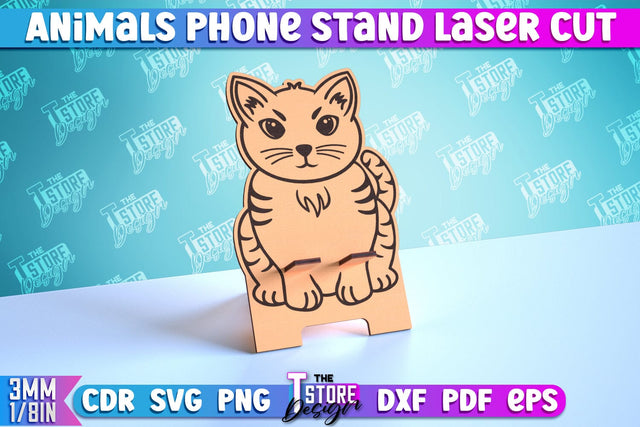 Phone Stand | Smartphone Table Stand | Phone Holder | Cat Design | CNC Files SVG The T Store Design 