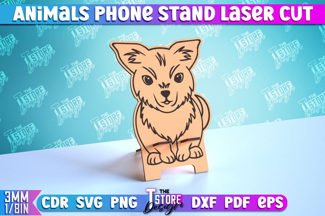 Phone Stand | Smartphone Table Stand | Phone Holder | Dog Design | CNC Files SVG The T Store Design 