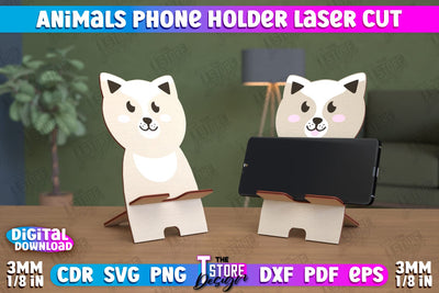 Phone Stand | Smartphone Table Stand | Phone Holder | Dog Design | CNC Files SVG The T Store Design 