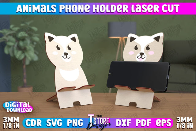 Phone Stand | Smartphone Table Stand | Phone Holder | Dog Design | CNC Files SVG The T Store Design 