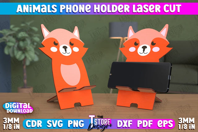 Phone Stand | Smartphone Table Stand | Phone Holder | Fox Design | CNC Files SVG The T Store Design 