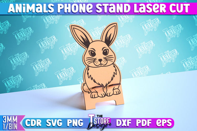 Phone Stand | Smartphone Table Stand | Phone Holder | Hare Design | CNC Files SVG The T Store Design 