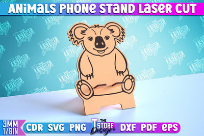 Phone Stand | Smartphone Table Stand | Phone Holder | Koala Design | CNC Files SVG The T Store Design 