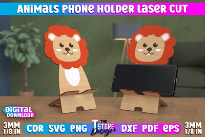 Phone Stand | Smartphone Table Stand | Phone Holder | Lion Design | CNC Files SVG The T Store Design 