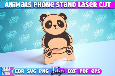 Phone Stand | Smartphone Table Stand | Phone Holder | Panda Design | CNC Files SVG The T Store Design 