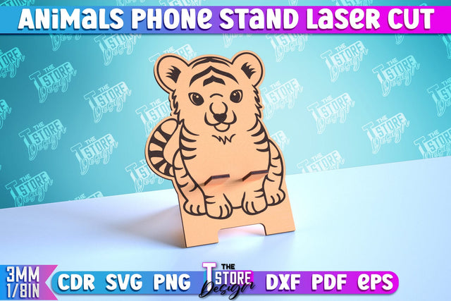 Phone Stand | Smartphone Table Stand | Phone Holder | Tiger Design | CNC Files SVG The T Store Design 