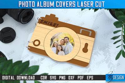 Photo Album Cover Laser Cut | Camera Shape | Wooden Photo Album | CNC File SVG Fly Design 