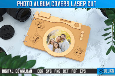 Photo Album Cover Laser Cut | Camera Shape | Wooden Photo Album | CNC File SVG Fly Design 