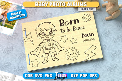Photo Album Cover Laser Cut | Kids Design | Wooden Photo Album | CNC File SVG The T Store Design 
